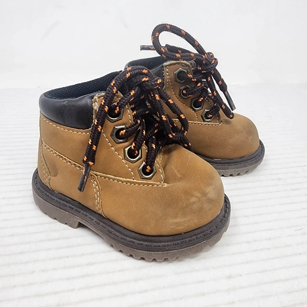 Route 66 Ankle Boots Toddler Boys 2M Brown Lace Up Padded Collar Lug Sole Great